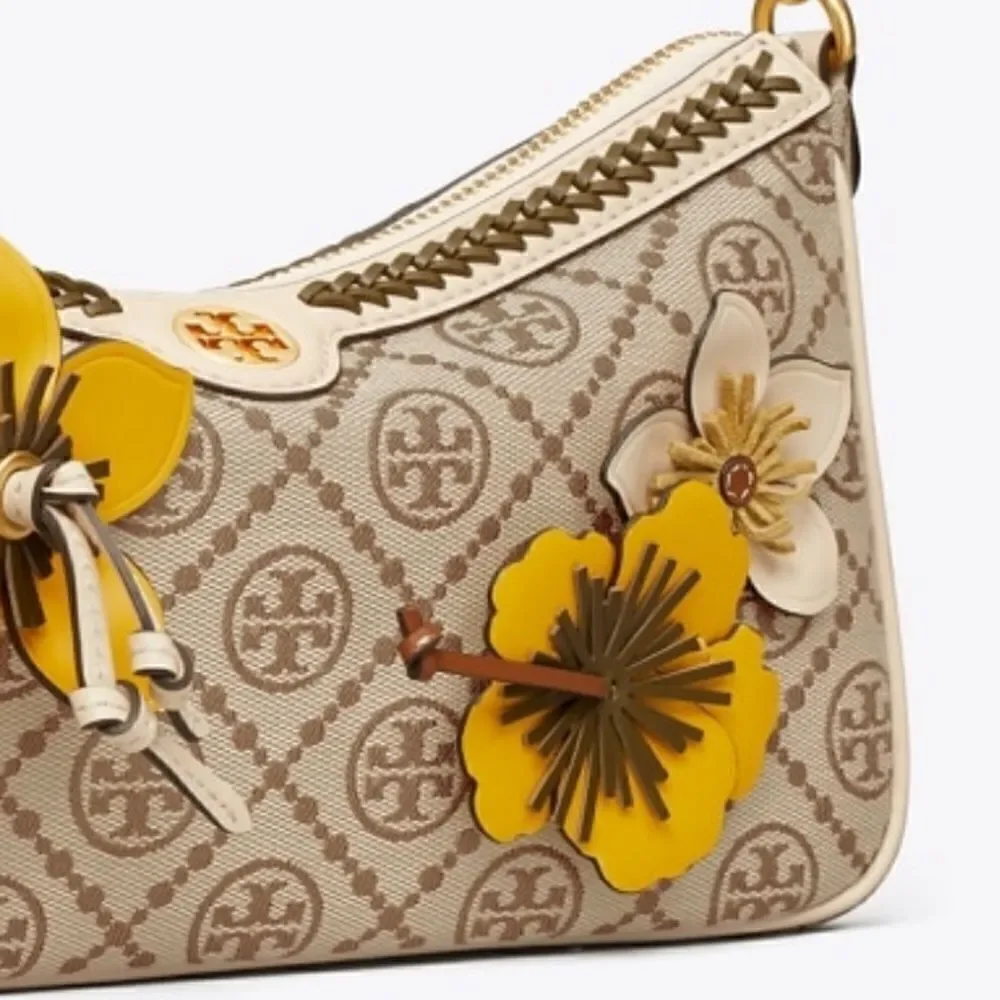 NWT TORY BURCH  T Monogram Braided Floral Studio Shoulder Bag new with tag
